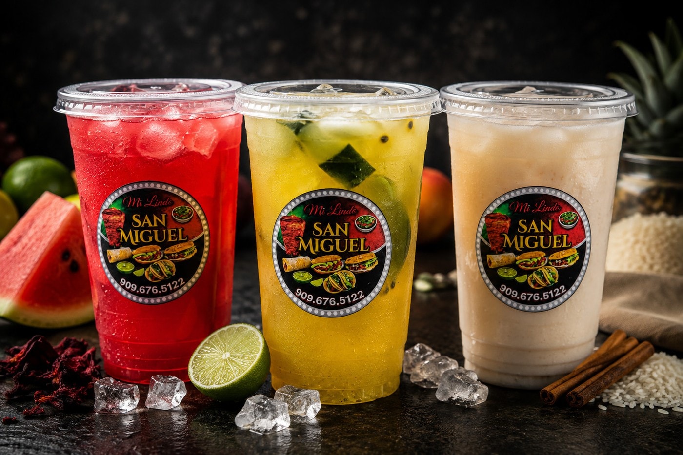Aguas frescas at Mi Lindo San Miguel